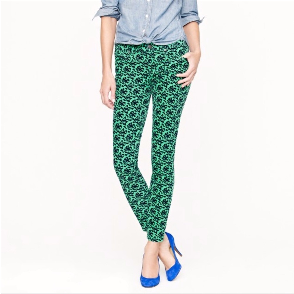 J.Crew Toothpick Cord Pants in Ribbon Bow Print
